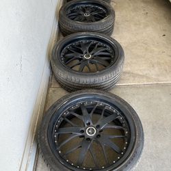 20” Inch Forged Savini Three Piece Wheels Rims 5x120 Bolt Pattern Matte Black with Goodyear Tires