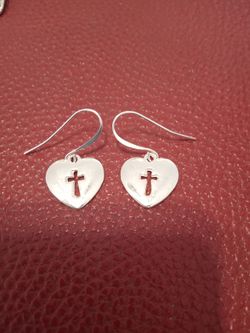 new heart cross earrings