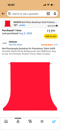 Red 6x9 fabric backdrop