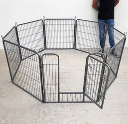 (Brand New) $100 Heavy Duty 8-Panel Dog Playpen, Each Panel 32” Tall X 32” Wide Pet Exercise Fence Crate Kennel Gate