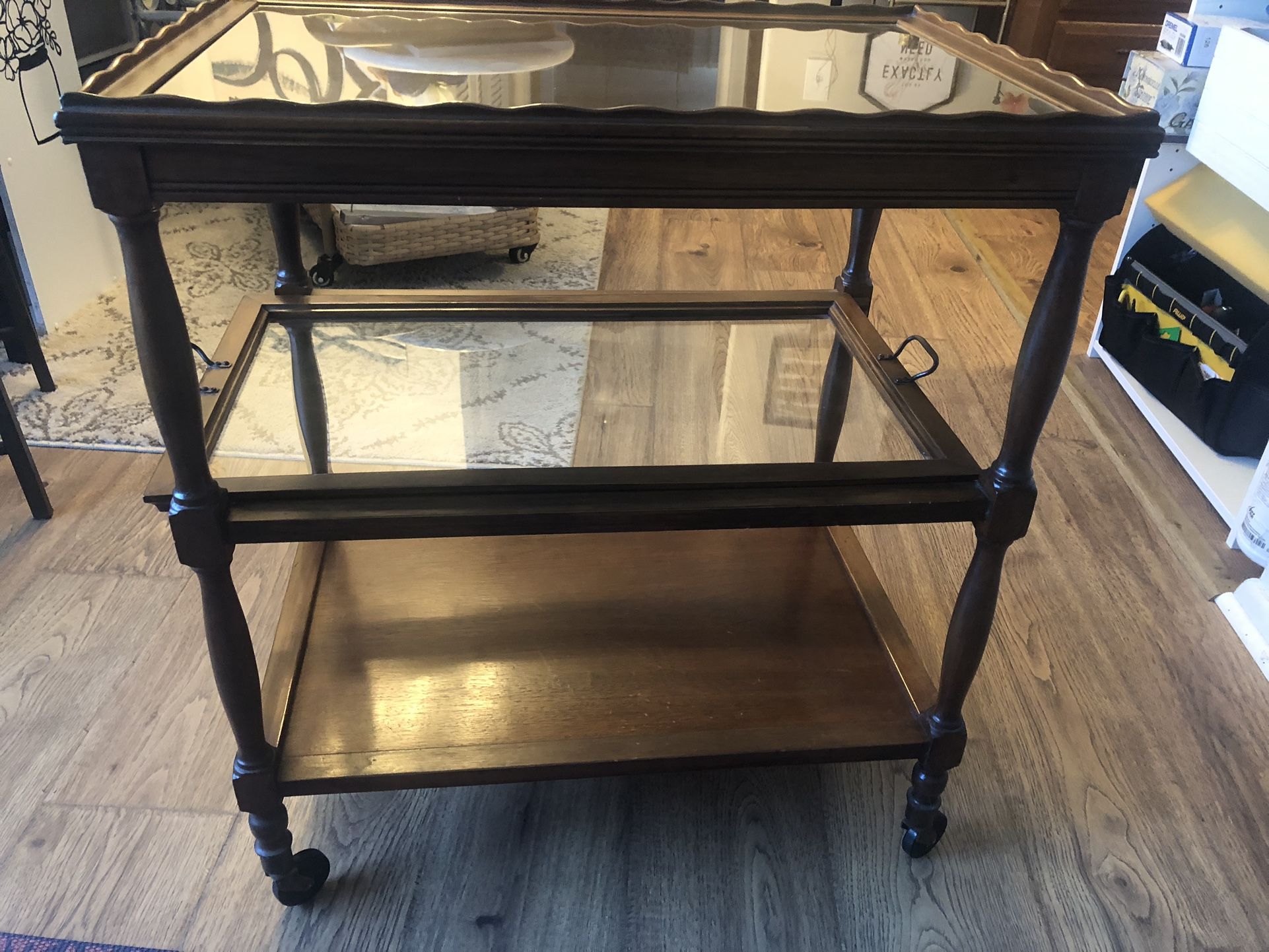 Vintage Wooden Tea Cart Mohogany