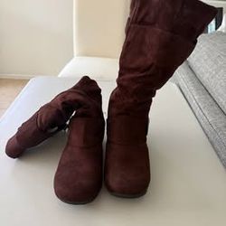 Women's Brown Slouch Boots – Knee High – Size 9 W