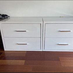 ARTICLE SET WHITE POLISHED MODERN 2 DRAWER NIGHTSTAND CHEST DRESSER CONSOLE WEST ELM CB2 RH 