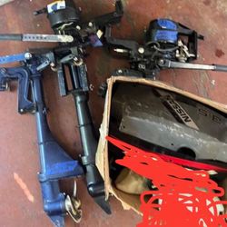 3.5hp Tohatsu Nissan Outboard Boat Motor & Parts lot, Lower Unit, Builder Fixer Upper 2-stroke Lightweight Dinghy Kicker Trolling 