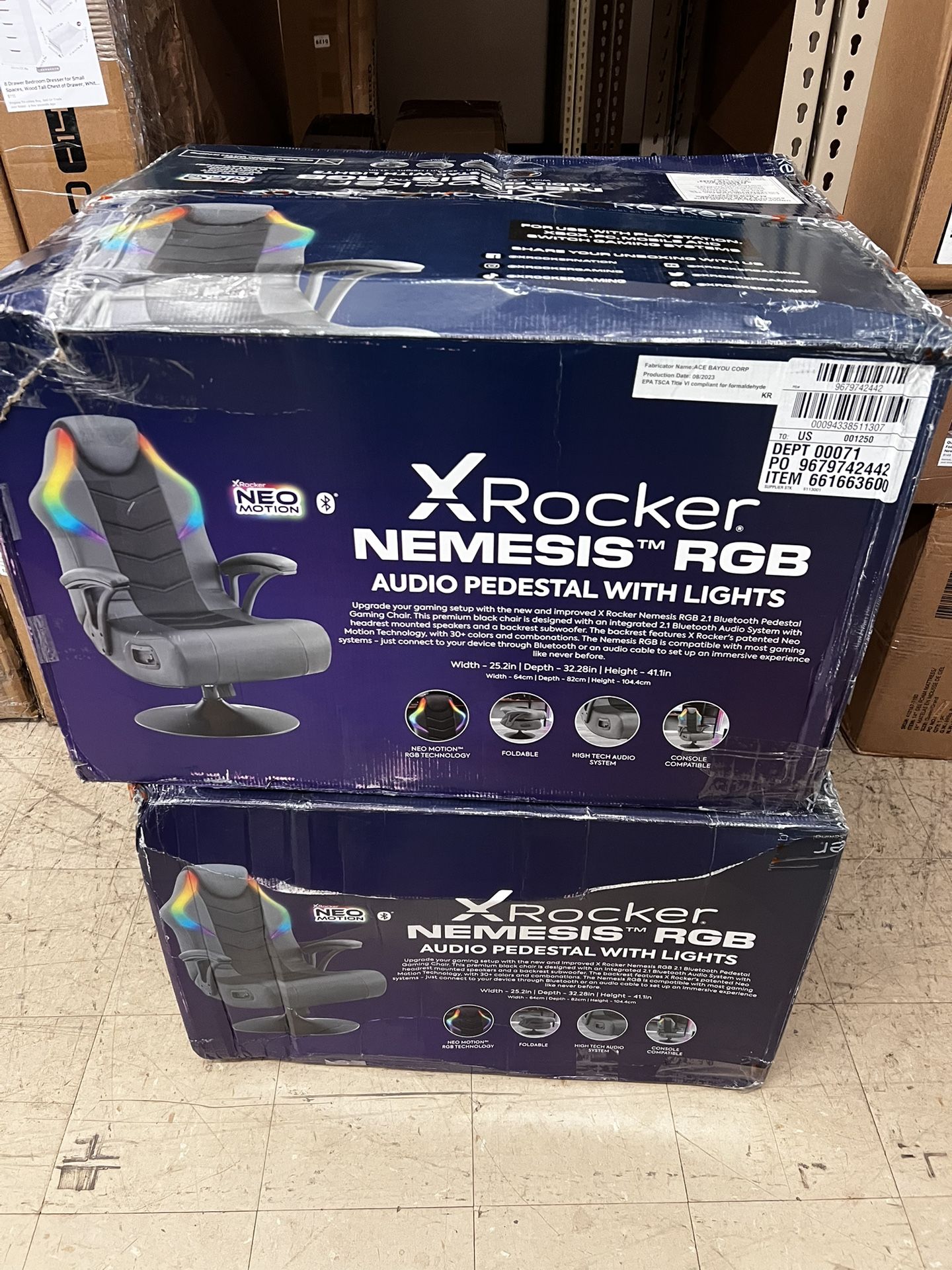 X Rocker PC Computer Video Gaming Office Pedestal Chair, Built in Audio Speakers, New in Box