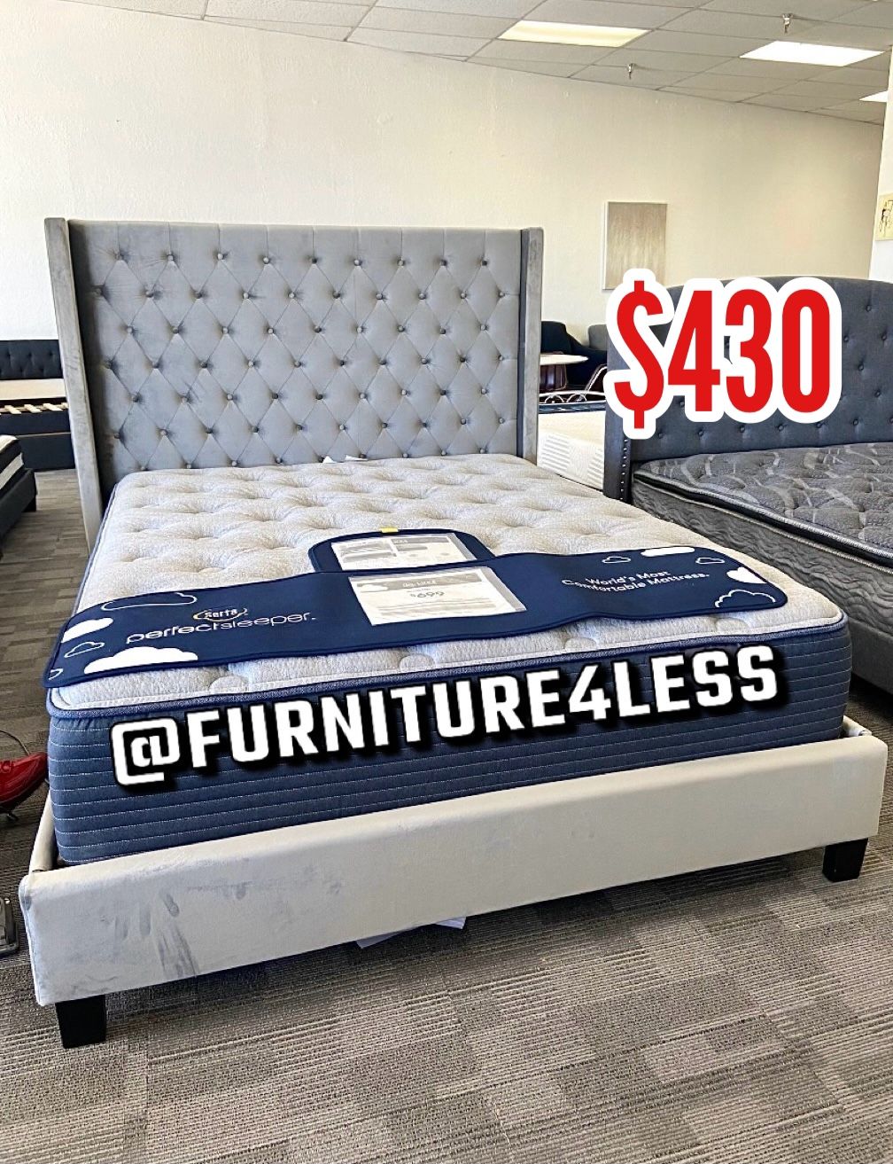 Queen Bed Frame With Mattress $430