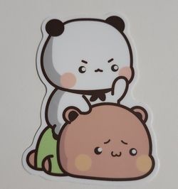 Bubu Dudu Bear Sticker Bubu Hitting Dudu High Quality Matte Premium