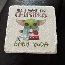 New Thirsty, Stone Coaster, Disney, Star Wars, Baby Yoda Christmas