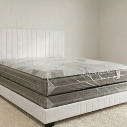 New Queen Size Bed Frame With MATTRESS White Bed Frame Free Delivery 