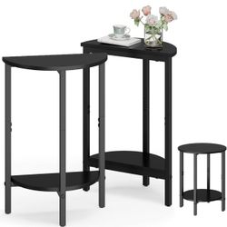 Set of 2 Semicircular Side Tables