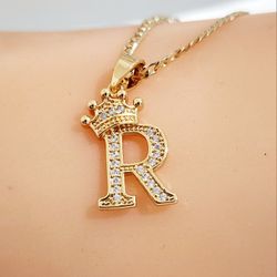 14k Gold Plated R Necklace 