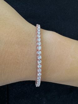 4 Prong Natural Diamond Tennis Bracelet (Square Box Setting) 14k Solid Gold Rose Gold
