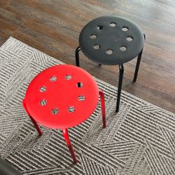 2 IKEA Marius Stools Red and Black