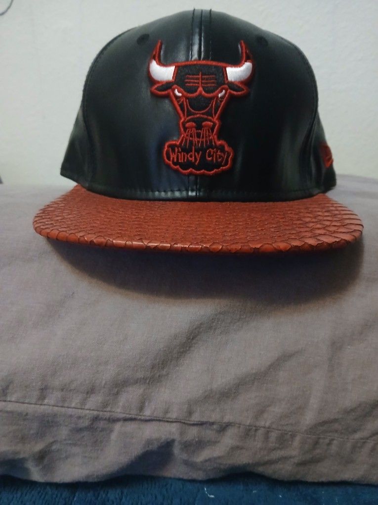 Chicago Bulls New Era Leather Snakeskin Strapback Cap