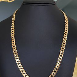 14k solid yellow gold curb flat style 22.5" necklace 33.6 grams