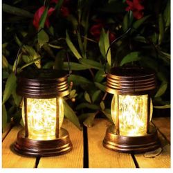 LED 2 Pack LED Garden Lanterns Solar Powered with Handle
