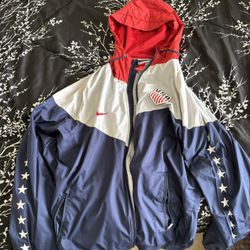 4. Nike USA Windrunner Jacket Mens Extra Large Full Zip Navy Blue Red White Stars Hoodie