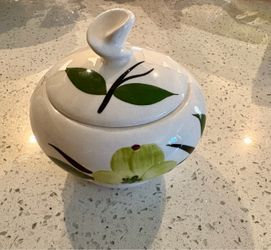 Ceramic Lidded Sugar Bowl with Floral Design