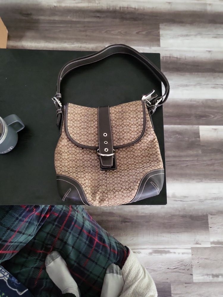 Vintage Coach Canvas Shoulder Bag