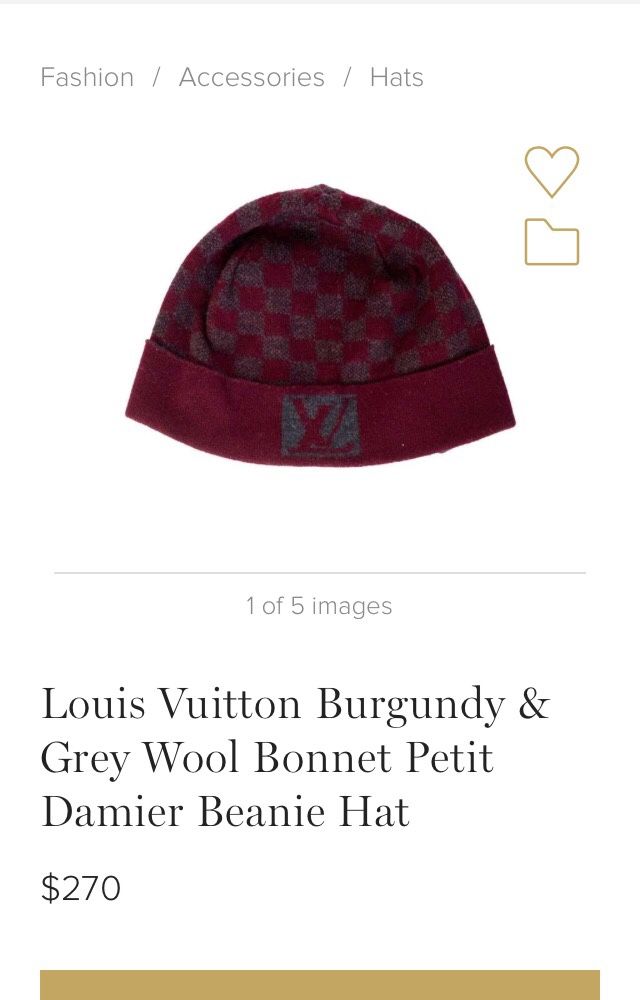 Louis Vuitton Burgundy and Grey Wool Bonnet Petit Damier Beanie