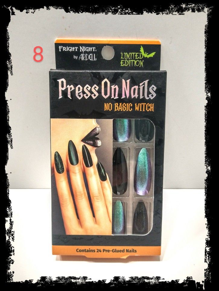 ☠️ Fright Night - NO BASIC WITCH ☠️ Black & Green ~ Limited Edition ~ Press On Nails *NIB*