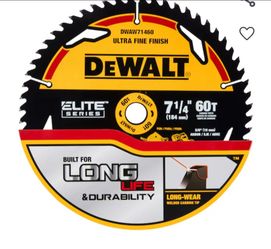 DEWALT Elite Series 7 and 1/4 in 60 tooth fine finish tungsten carbide tipped