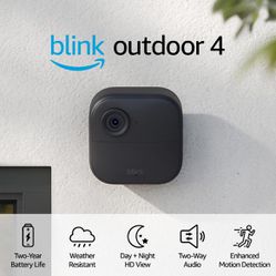 Blink Outdoor 4 (4th Gen) – Wire-free smart security camera, two-year battery life, two-way audio, HD live view, enhanced motion detection, Works with