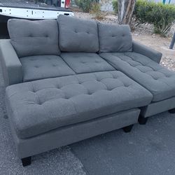 3 Piece Gray Sectional   Sofa Couch-DELIVERY AVAILABLE !!