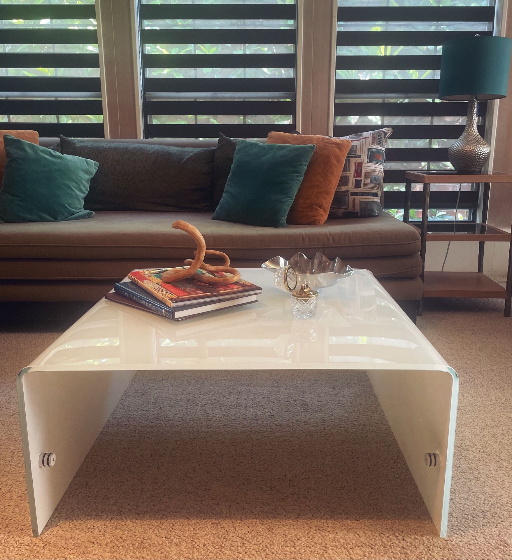 Mid-Century Modern / Contemporary Glass Waterfall Coffee Table β Thick Heavy Glass