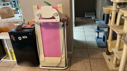 Pink and White Folding Treadmill