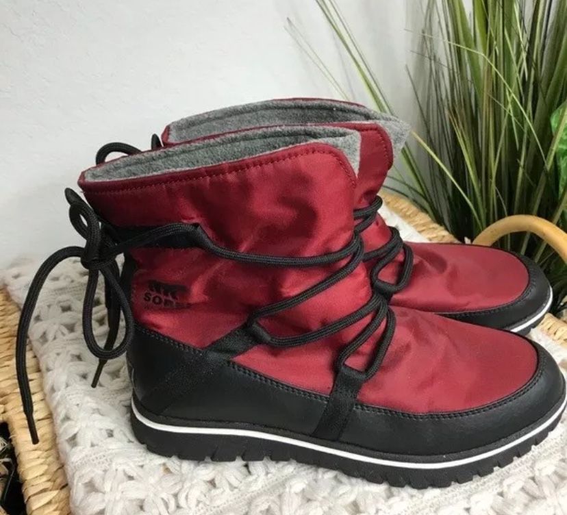 Sorel Womens Boots Size 8 Cozy Explorer Red Elements Winter Waterproof