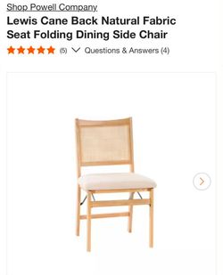 Lewis Cane Back Natural Fabric Seat Folding Dining Side Chair
$25