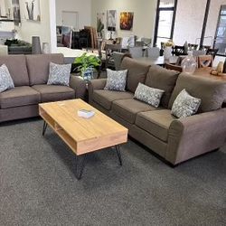 Sofa And Love Seat With Throw Pillows Included