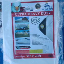 7ft × 20ft Ultra Heavy Duty White Tarp