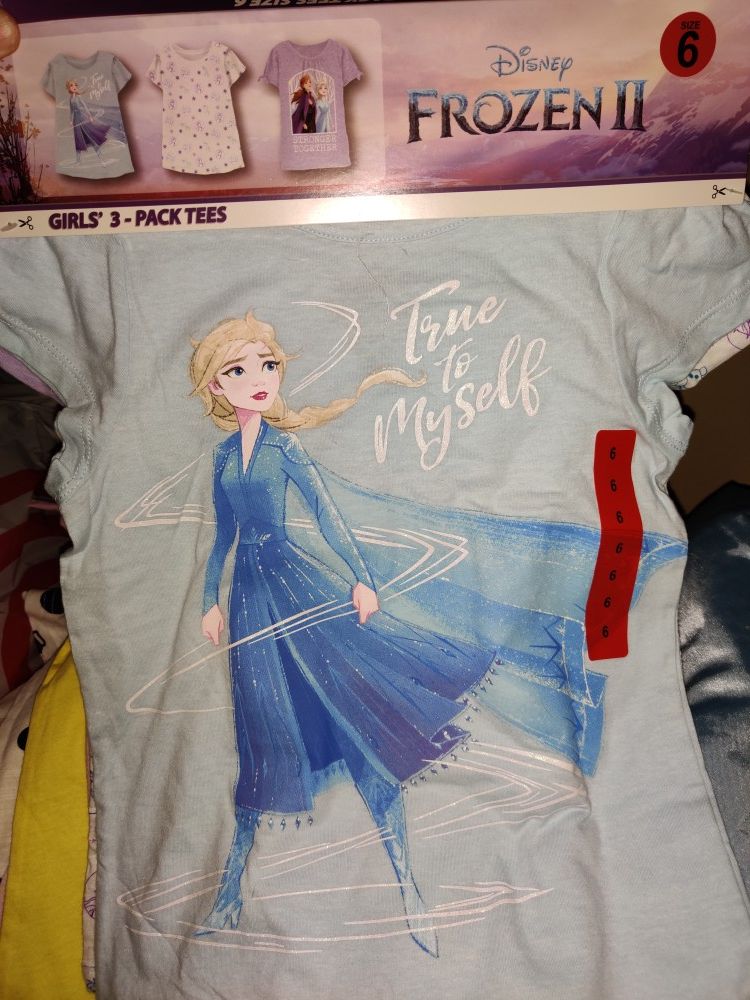 New 3pack girls size 6 Frozen2 t-shirts. NWCHGO 60656