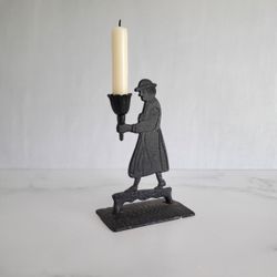 Cast Iron Quaker Candle Holder - Matte Black metal American style candle stick