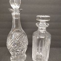 2 Beautiful Very Vintage Crystal Decanters