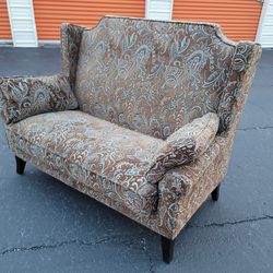 Pier 1 Brown Paisley Wing Back Settee Style Chair