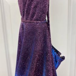 Short Sparkly Metallic Purple Blue Dress