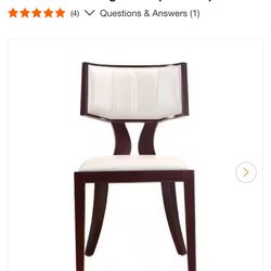 Manhattan Comfort Pulitzer Pearl White and Walnut Faux Leather Upholstered Traditional Dining Chair (Set of 2)