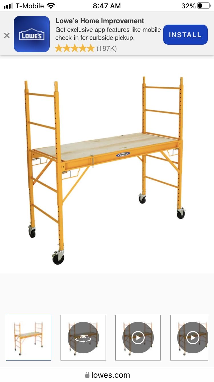 Sonny 6 ft. Adjustable Scaffold on Rollers