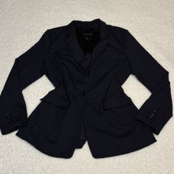 Ann Taylor Women Navy Mini Polka Dot One Button Blazer 