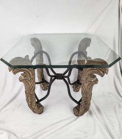 Vintage Sculpted Sculpted Glass Top Table