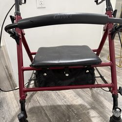 Folding walker with brake safe