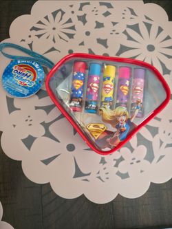 DC Super Hero Girls 5 Pack Lip Balm Set and Bag