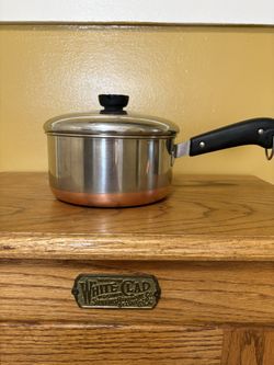Vintage 2Qt Revere Ware Copper Bottom Saucepan With Lid.      B