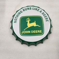 John Deere Farm Tractor Bottle Cap Metal Sign 