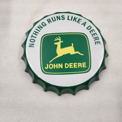 John Deere Farm Tractor Bottle Cap Metal Sign 