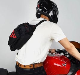 Motorcycle Thigh Bag / Waist Pack – Multi-Pocket (Red)