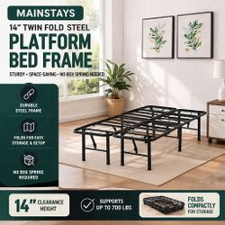 New Mainstays 14” Twin Fold Steel Platform Bed Frame